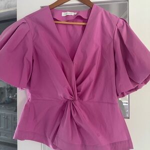 Jonathan Simkhai Pink Puff Sleeve Blouse